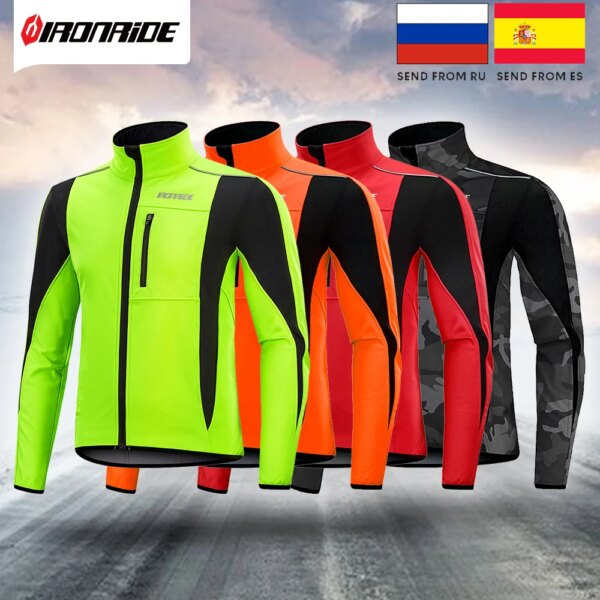 ¡Nueva llegada!  Ironride-Chaqueta de ciclismo de invierno para hombre y mujer, abrigo térmico reflectante de lana para ciclismo de montaña, chaqueta cortavientos a prueba de viento