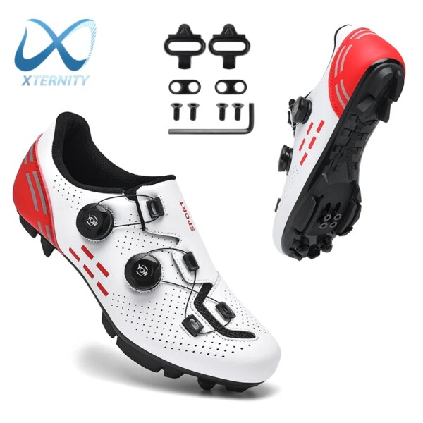 Zapatos de ciclismo MTB para hombre y mujer, zapatillas de ciclismo con autosujeción, planas, de alta calidad, con tacos SPD