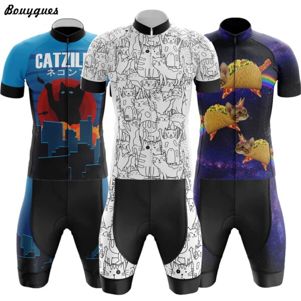 Nuevo Catzilla-Taco Cat-gato blanco-Kit de ciclismo para hombre Conjunto de Jersey de ciclismo transpirable equipo carreras deporte bicicleta Jersey