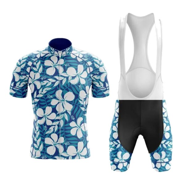 Nuevo Conjunto de Jersey de ciclismo clásico azul Hawaiano de verano para hombre, ropa deportiva para equipo profesional de bicicleta de carretera MTB, ropa para bicicleta