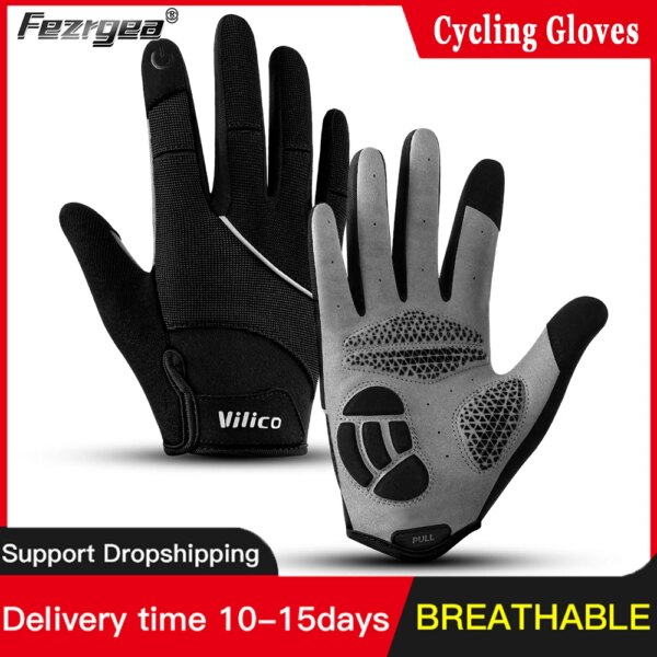 Nuevos guantes de ciclismo con dedos completos, guantes de invierno para bicicleta, antideslizantes, absorbentes de golpes, guantes para bicicleta con pantalla táctil, guantes para hombres y mujeres