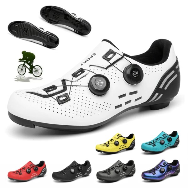 Nuevos zapatos de ciclismo Mtb para hombre, zapatillas de bicicleta de carretera de velocidad de carbono, zapatos antideslizantes para deportes de competición, calzado para bicicleta de montaña con tacos SPD para mujer