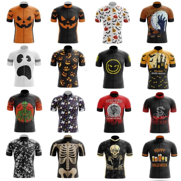 Nuevo Jersey de ciclismo con calavera de Halloween para hombre, camiseta de manga corta para ciclismo de verano, camisetas para ciclismo de montaña y carretera, Jersey de secado rápido para bicicleta