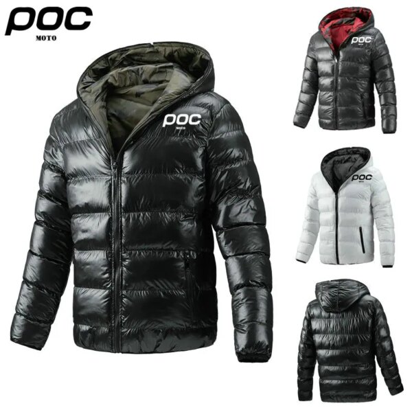 Nuevo MOTO POC hombres invierno cálido chaqueta gruesa a prueba de viento Casual Camo ciclismo abrigo para hombre nuevo sombrero desmontable chaqueta Casual con cremallera delgada