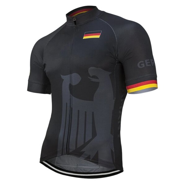 Nuevo Hombre bandera de Alemania manga corta ciclismo Jersey negro ropa de ciclismo