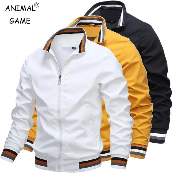 Nueva chaqueta con cremallera y cuello levantado para hombre, ropa deportiva informal impermeable para exteriores, abrigo Bomber para correr, chaqueta cortavientos para hombre