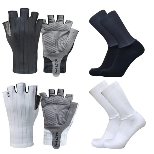 Nuevo Guantes de Ciclismo de carretera calcetines combinación medio dedo bicicleta hombres deportes Aero bicicleta Guantes Ciclismo