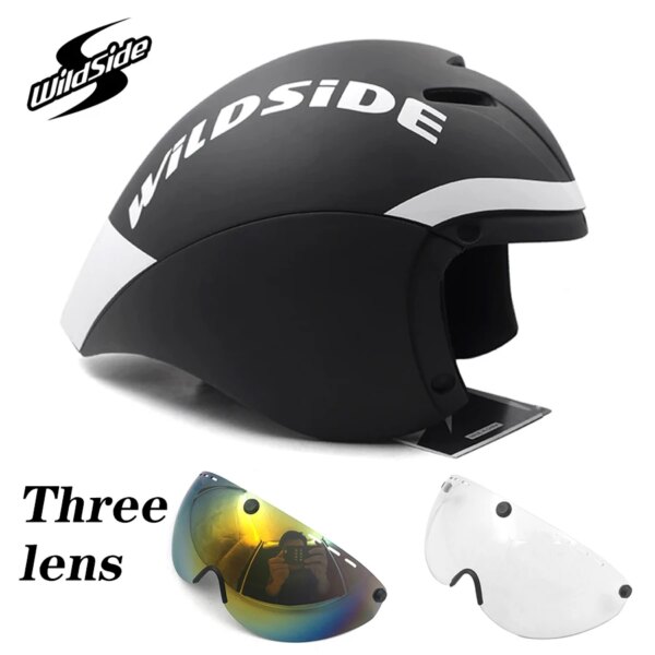 Nuevo Casco de bicicleta TT Aero racing con gafas Casco de Ciclismo Casco de seguridad deportivo en molde Casco Ciclismo Triatlón Casco de bicicleta