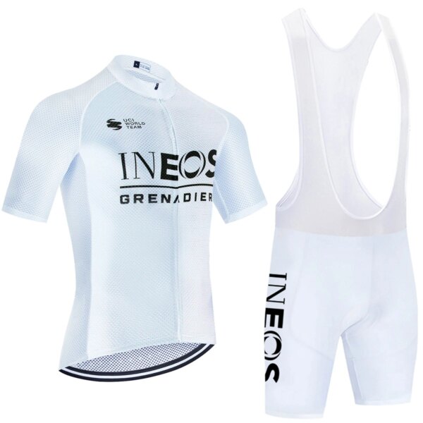 Blanco nuevo INEOS Ciclismo Jersey UAE equipo bicicleta Maillot Jersey conjunto de pantalones cortos Ropa Ciclismo hombres mujeres verano bicicleta camiseta Ropa