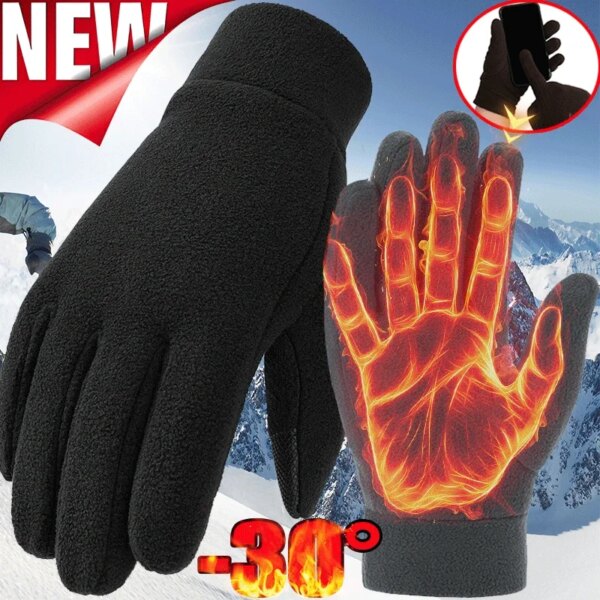 Nuevos guantes de lana de invierno para hombre y mujer, guantes térmicos de lana resistentes al frío, resistentes al viento, cálidos, para ciclismo al aire libre, esquí, manopla con pantalla táctil