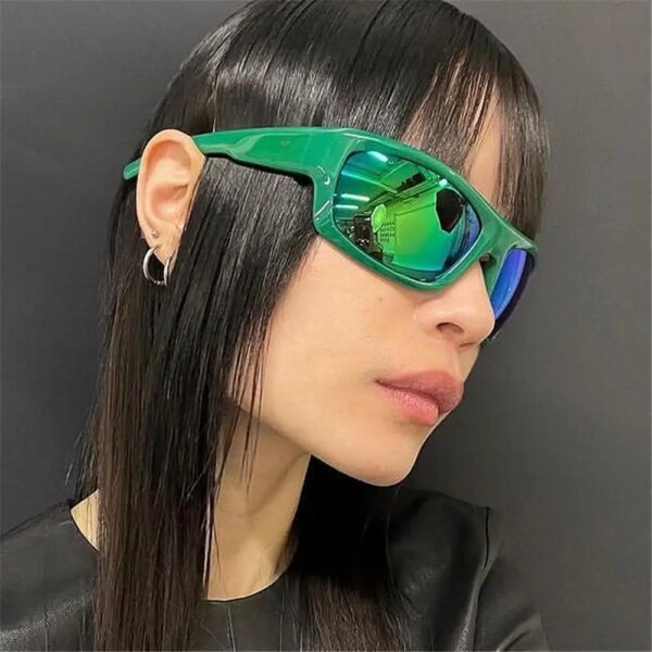 Nuevas gafas de sol Y2K para deportes de ciclismo, gafas de sol Steampunk para mujer, gafas Punk para hombre, gafas de sol plateadas con espejo, gafas de moda UV400