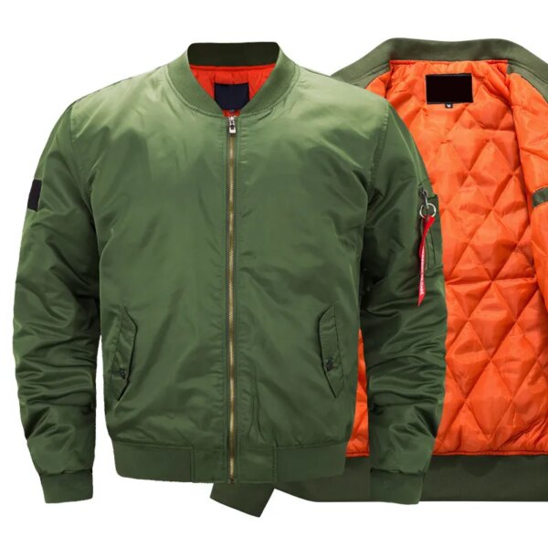 Nueva chaqueta bomber de piloto Air para hombre, cazadora militar para hombre, chaqueta de piloto informal lisa con cremallera, abrigos verdes nuevos ajustados para hombre