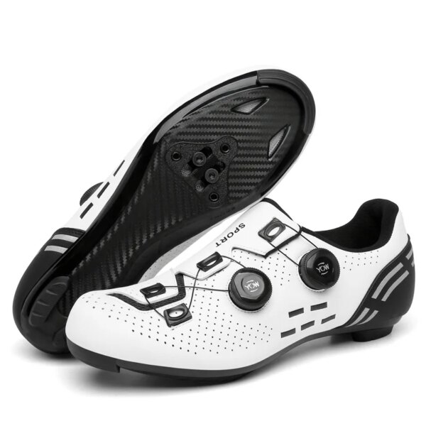 Nuevos zapatos de ciclismo de talla grande para hombre con candado para bicicleta de carretera, zapatos de ciclismo de ayuda con parte inferior plana de goma sin bloqueo