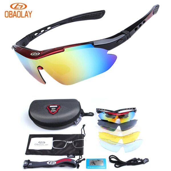 Gafas OBAOLAY polarizadas UV400, gafas de sol deportivas para ciclismo, gafas para bicicleta, gafas para pescar al aire libre, 5 lentes para hombres y mujeres