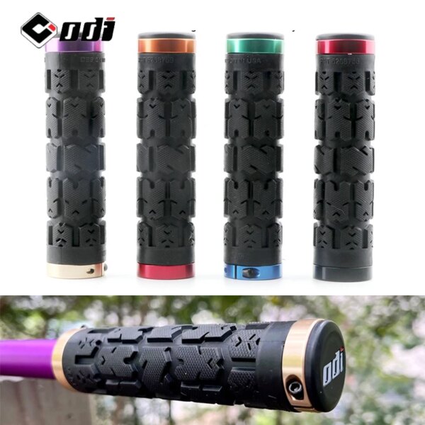 ODI-candado para bicicleta de montaña con absorción de impacto, cubierta ergonómica para mango de bicicleta, puños antideslizantes para MTB con tapón de extremo de barra