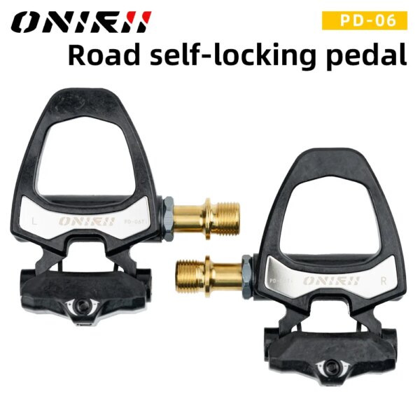 ONIRII PD-06 Pedales de bloqueo de carbono para bicicleta de carretera SPD Pedal de acero/titanio autoblocante de 6 grados con placa de bloqueo para carretera nuevo