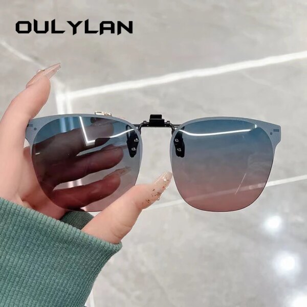 Oulylan lentes polarizadas Clip en gafas de sol hombres mujeres ultraligeras gafas de sol de conducción día y noche Clip en lentes UV400 gafas