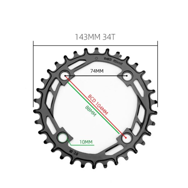 Rueda de cadena para exteriores, piñón de disco único 104BCD, Universal, 12 velocidades, 34T/36T/38T, bicicleta de montaña