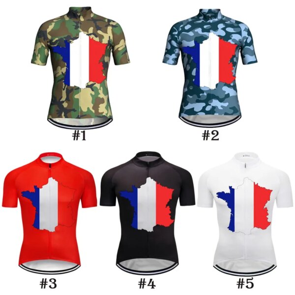 Jersey de ciclismo corto al aire libre para hombres, chaqueta de bicicleta, ropa deportiva, ropa de bicicleta, motocicleta profesional, camiseta de montaña, Francia, TOP