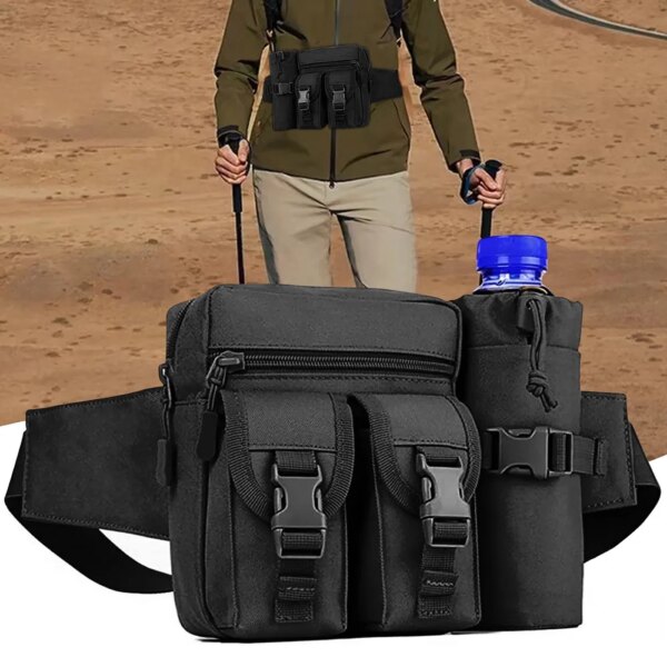 Riñonera táctica para exteriores para hombre, bolsa militar para botella de agua, impermeable, Molle, camuflaje, caza, senderismo, escalada, cinturón para teléfono