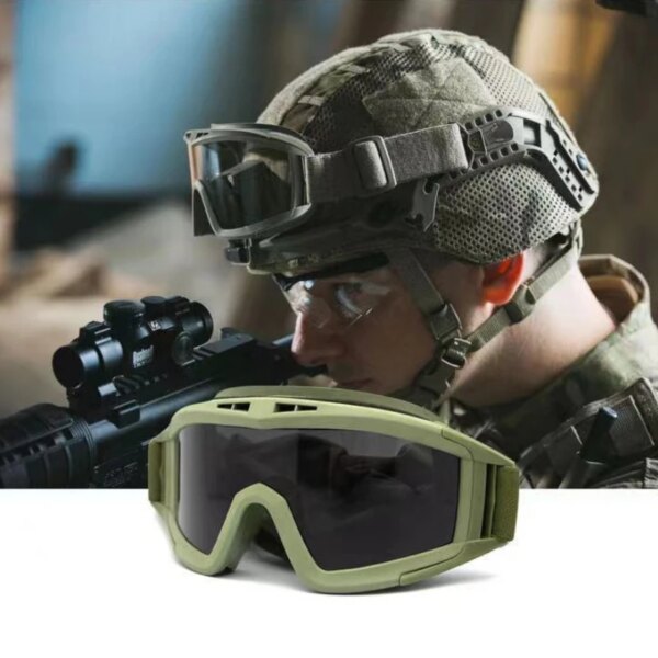 Gafas tácticas para exteriores, gafas militares para fanáticos de la langosta del desierto, tiro a prueba de polvo, gafas deportivas resistentes a los golpes CS para motocicleta