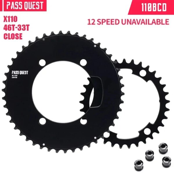 PASS QUEST 110BCD plato doble para piñón DURA-ACE 9000/ULTEGRA 6800/5800,56-42T/54-40T/53-39T/52-36T/50-34T/48-35T/46-33T