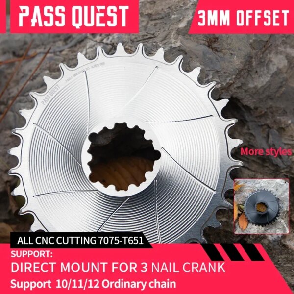 PASS QUEST Plato ancho y estrecho redondo AERO de 3mm para GXP, manivela de montaje directo, bicicleta de grava, GX SX, bicicleta de montaña 28-38T