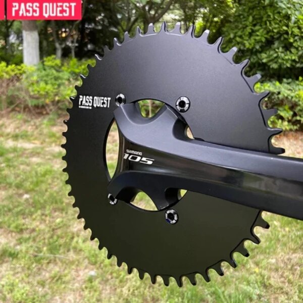 PASS QUEST Plato de bicicleta ancho y estrecho X110BCD AERO para rueda dentada R3000/4700/5800/6800/DA9000 bicicleta plegable de grava negra