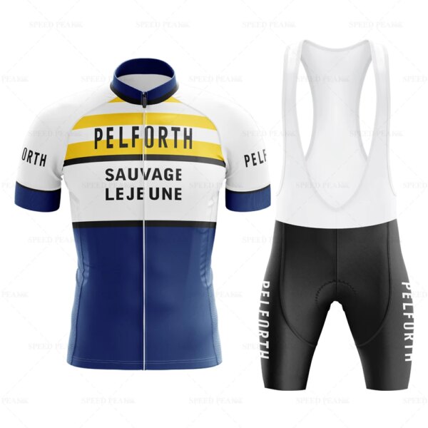 PELFORTH Ciclismo Jersey pro Sets bicicleta manga corta Mtb ropa deportiva ciclo triatlón Bib Shorts hombres Retro hombres verano