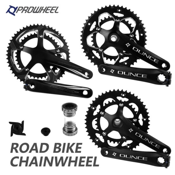 PROWHEEL, piñones dobles huecos, manivela para bicicleta de carretera 110 BCD 130 BCD, piñón para bielas de bicicleta BB, bicicleta plegable de 170mm 53-39T 50-34T