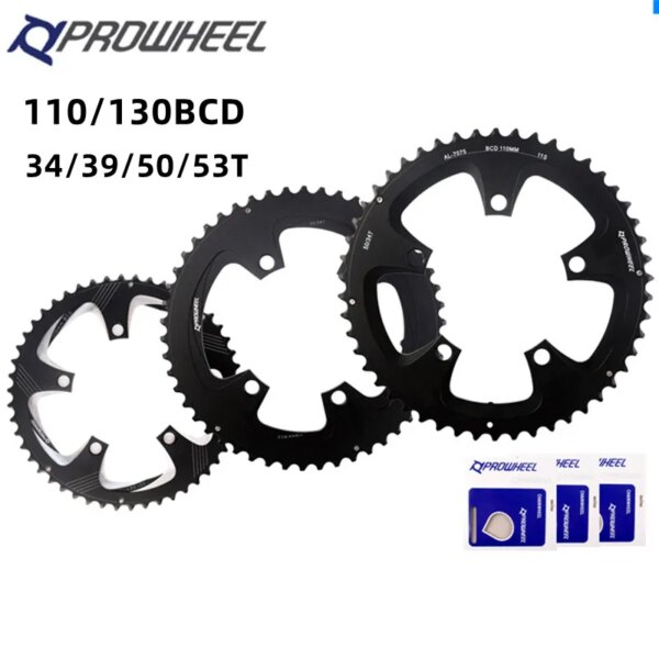 PROWHEEL plato de bicicleta de carretera 110BCD 130BCD piñón 34T 39T 50T 53T coronas rueda de cadena de bicicleta de carretera de aleación de aluminio 8/9/10/11S