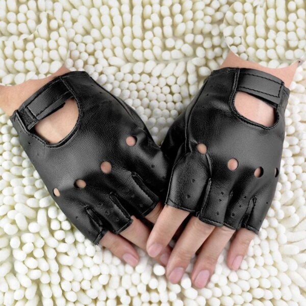 Guantes sin dedos de cuero PU para hombre y mujer, moda Hip Hop, guantes Punk para gimnasio, guantes de medio dedo para hombre