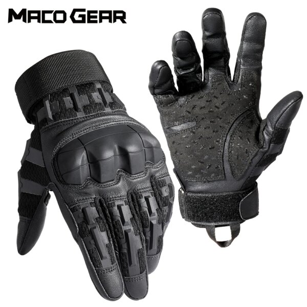 Guantes tácticos de cuero PU para hombre, manoplas antideslizantes para pantalla táctil, ejército, senderismo, entrenamiento de ciclismo, escalada, Airsoft, caza