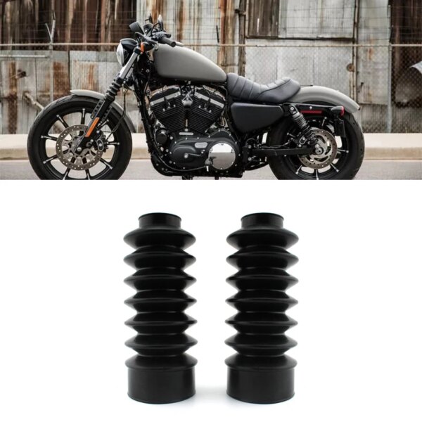 Par de polainas de horquilla delantera para motocicleta, Protector de golpes, cubierta antipolvo, goma negra, apto para HARLEY FXD XL SPORTSTER