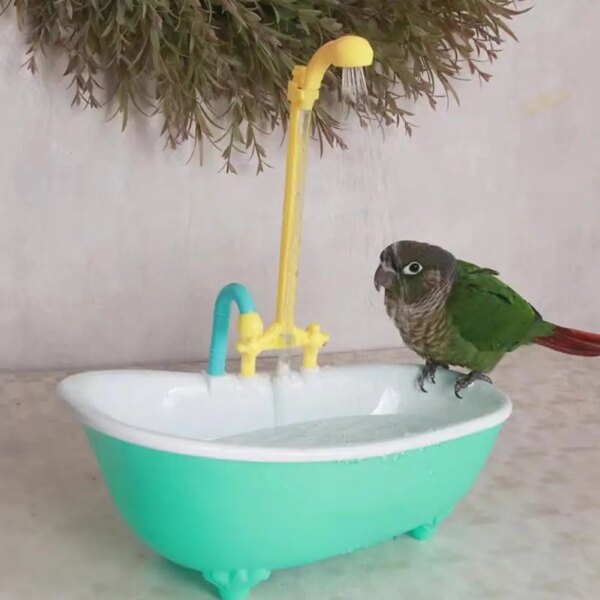 Bañera inteligente automática para loros, ducha de pájaros, accesorios azules, suministros para periquitos de plástico para el hogar, accesorio, jaula para pájaros T3L2