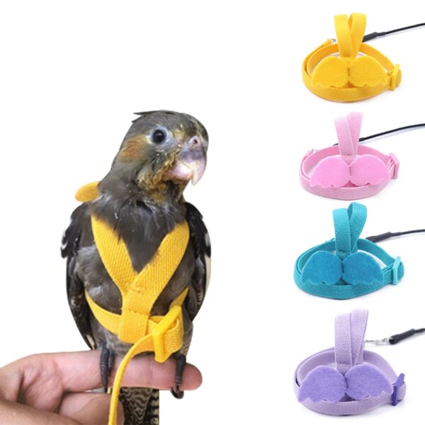 Arnés con correa voladora para loros, traje para mascotas, pájaros, cuerda de entrenamiento para vuelo al aire libre, suministros para cacatúa, accesorios para guacamayo, cosas para periquito