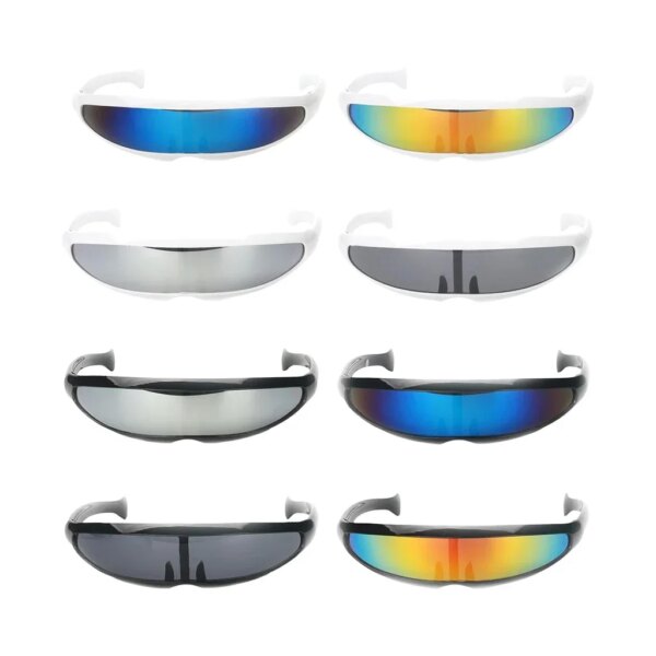 Gafas de sol con visera y lentes espejados con personalidad, gafas láser, gafas futuristas estrechas de cíclope UV400, gafas de sol para correr y ciclismo