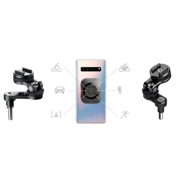 Soporte de teléfono para motocicleta Scooter soporte para teléfono móvil soporte de bloqueo rápido con adaptador 3M soporte Universal para Moto