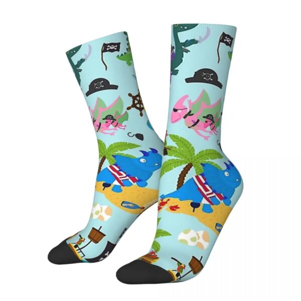 Patrón de piratas dinosaurio azul dinosaurios capó unisex invierno ciclismo calcetines felices estilo callejero calcetines locos