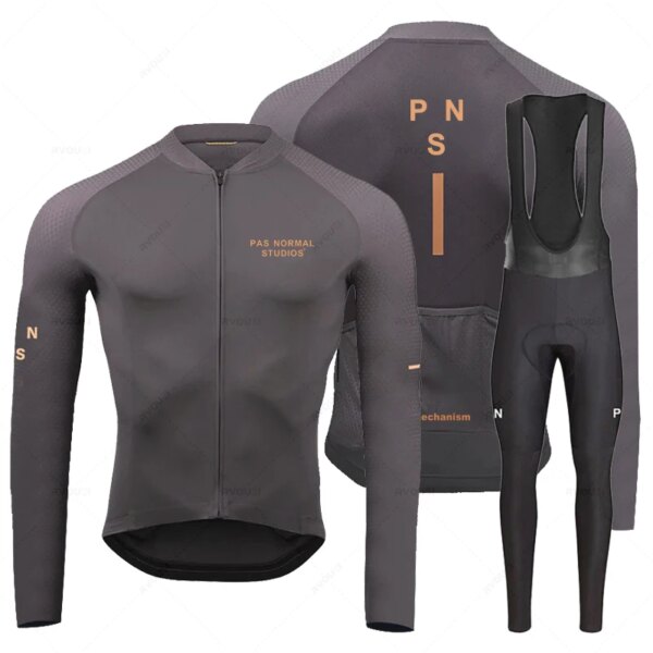 Pns Team-Conjunto de Jersey de Ciclismo de manga larga, transpirable, pantalones con pechera, Maillot, Ropa de Ciclismo, uniforme para bicicleta de montaña, Ropa para hombre