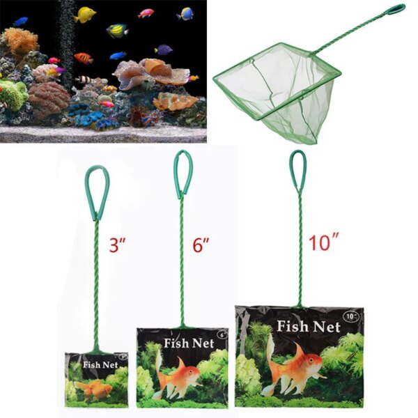 Red de pesca portátil con mango largo, accesorios cuadrados para acuario, red de aterrizaje para pecera, red de pesca, herramienta de limpieza de objetos flotantes para peces