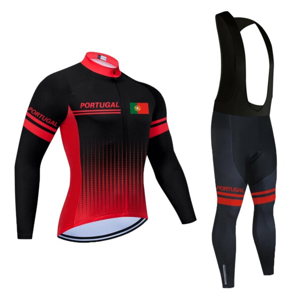 Portugal Ciclismo Jersey conjunto de manga larga equipo 2022 primavera otoño Ropa Ciclismo transpirable Ropa para bicicleta de carreras MTB Ropa para bicicleta