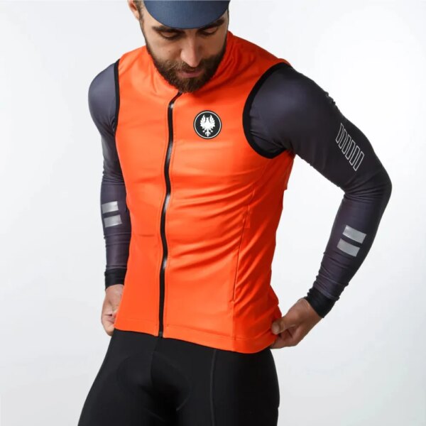 Pro hombres a prueba de viento impermeable transpirable chaleco de manga larga ciclo rompevientos chaleco ciclismo ropa producción de fábrica