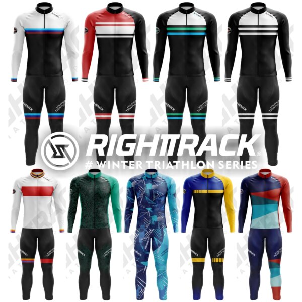 Traje de triatlón profesional de invierno, traje térmico de lana de manga larga, esquí, ciclismo, correr, patinaje, ropa deportiva RIGHTTRACK