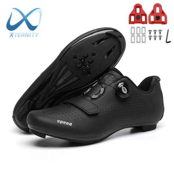 Zapatos de ciclismo profesionales para hombre, zapatillas deportivas ultraligeras con bloqueo automático para bicicleta de montaña y carretera, calzado deportivo ultraligero