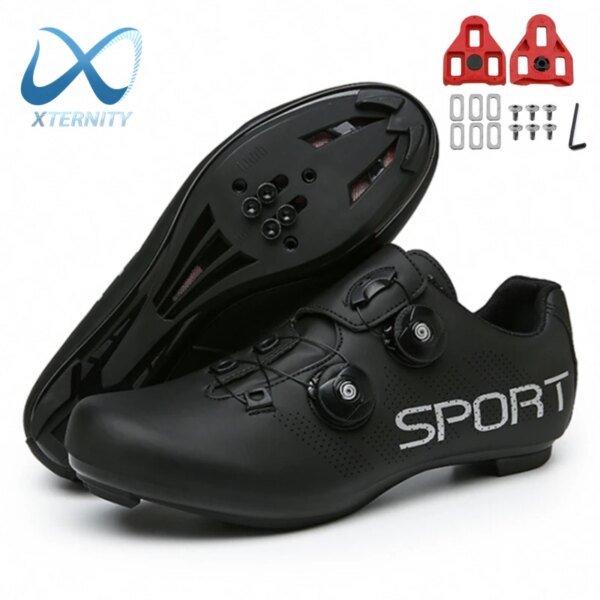 Zapatos de ciclismo ultraligeros profesionales para hombre, zapatillas de deporte transpirables con autosujeción para exteriores, para bicicleta de carreras y de carretera, con tacos SPD