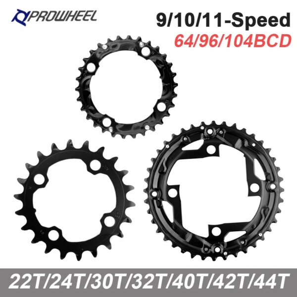 Prowheel MTB plato de 3 velocidades 8 9 10 11 velocidad 22/32/42T rueda dentada 22/32/44T piñón 22/30/40T juego de bielas 64/96/104 BCD