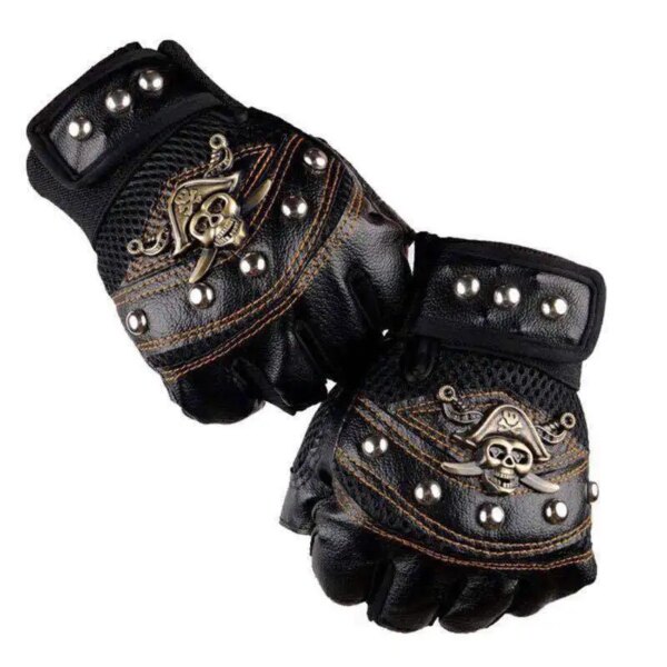 Guantes de cuero de PU con remaches de calaveras Punk para hombre y mujer, guantes antideslizantes de medio dedo a la moda de Hip Hop, accesorios para ciclismo y motocicleta de verano