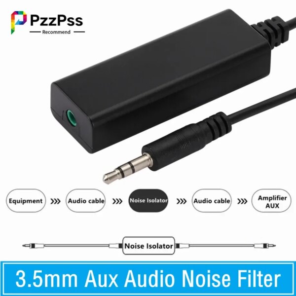 Línea de altavoz PzzPss, filtro de ruido de Audio auxiliar de 3,5mm, aislador de ruido de bucle de tierra, elimina para sistema de Audio estéreo de coche, estéreo doméstico