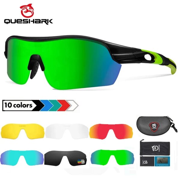 QUESHARK-Juego de 5 lentes de sol polarizadas para ciclismo, gafas deportivas para ciclismo de montaña o de carretera, gafas con espejo UV para bicicleta QE47